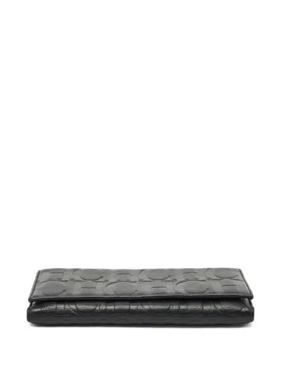 Pre-owned Carolina Herrera 2000s Monogram Continental Wallet In Black