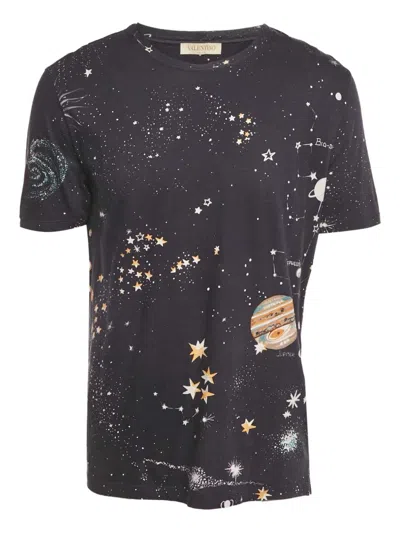 Pre-owned Valentino Celestial-print Crew-neck T-shirt In Blue