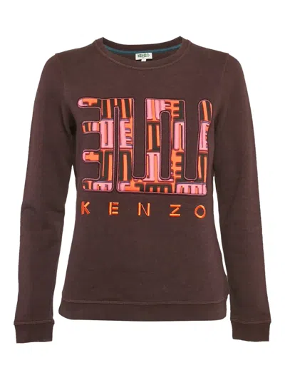 Pre-owned Kenzo Logo-embroidered Sweatshirt In Red