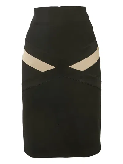 Pre-owned Cavalli Class Panelled Pencil Skirt In Black