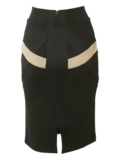 Pre-owned Cavalli Class Panelled Pencil Skirt In Black