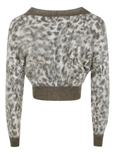 D Exterior Button Animal-pattern Cardigan In Multi