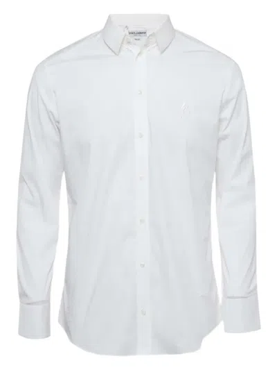 Pre-owned Dolce & Gabbana Embroidered Cotton Shirt In White