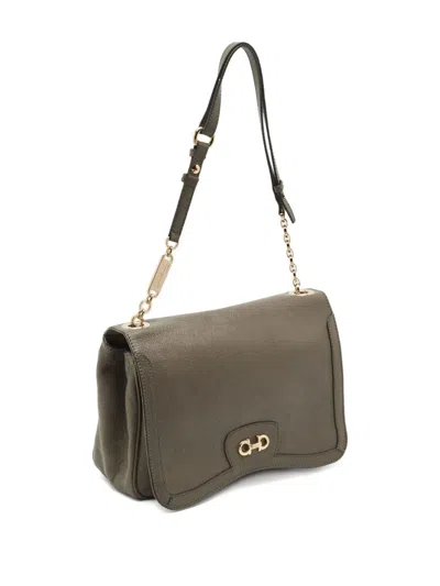 Pre-owned Ferragamo Gancini Shoulder Bag In Neutral