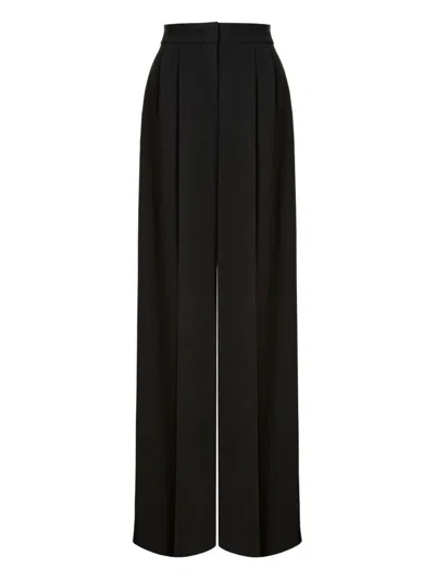 Alberta Ferretti Cady Stretch Wide Leg Trousers In Black