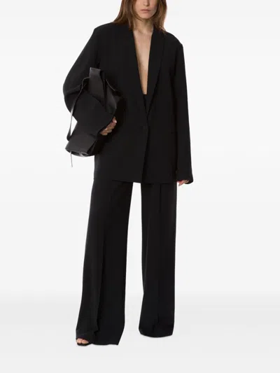 Alberta Ferretti Cady Stretch Wide Leg Trousers In Black