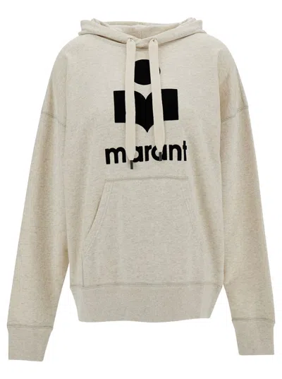 Isabel Marant Étoile White Hoodie With Tonal Logo Print In Cotton Blend Woman In Metallic