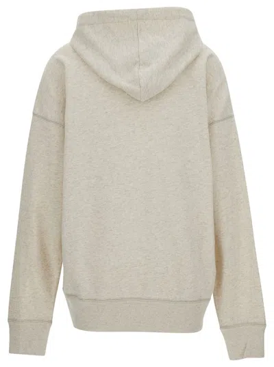 Isabel Marant Étoile White Hoodie With Tonal Logo Print In Cotton Blend Woman In Metallic