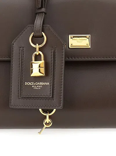 Dolce & Gabbana Brown Handbag With Key And Padlock Detail And Adjustable And Removable Shoulder Strap In Leather Wom In Brown