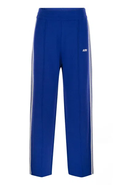 Autry Knitted Viscose Joggers In Blue