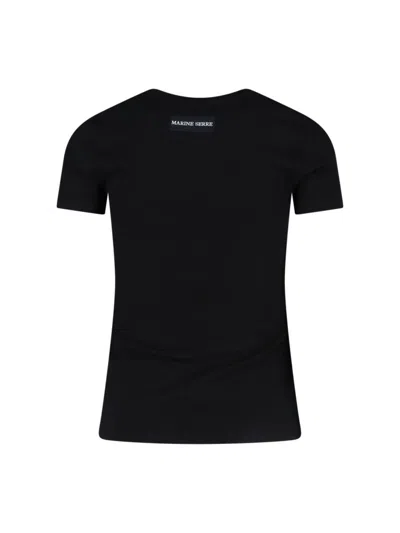 Marine Serre Ribbed Crew Neck Cotton T-shirt Slim Fit In Black