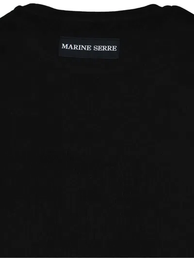 Marine Serre Ribbed Crew Neck Cotton T-shirt Slim Fit In Black