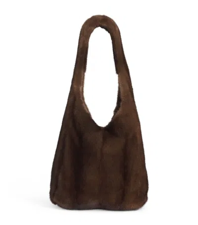 Yves Salomon Mink Fur Tote Bag In Orange