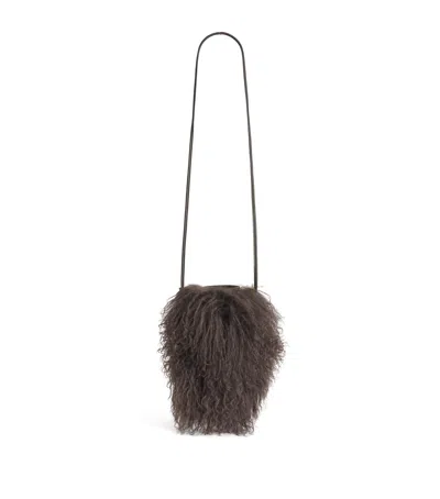 Yves Salomon Long-haired Shearling Phone Pouch In Pattern