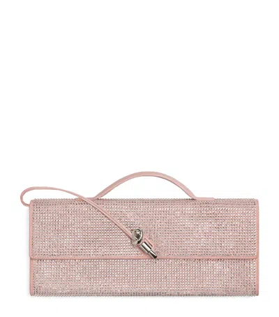 Bottega Veneta Leather Crystal-embellished Andiamo Clutch Bag In Purple