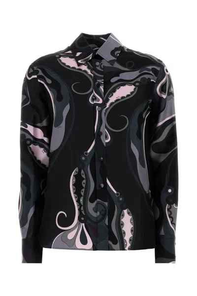 Pucci Emilio  Printed Silk Shirt In Black