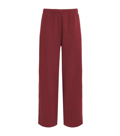Skims Cotton-blend Fleece Straight Sweatpants In Burgundy