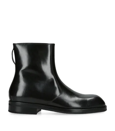 Lemaire Calfskin Ankle Boots In Black
