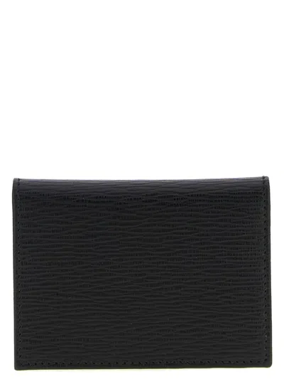 Ferragamo Compact Textured Leather Wallets In Black