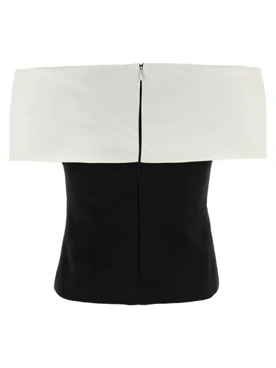 Self-portrait 'black Crêpe Flower' Top In Black