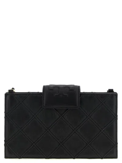 Tory Burch Mini Fleming Chain Wallet In Black