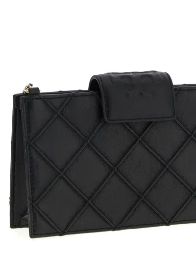 Tory Burch Mini Fleming Chain Wallet In Black