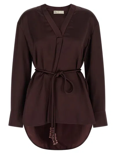 Tory Burch Satin Blouse Shirt And Blouse Bordeaux In Red
