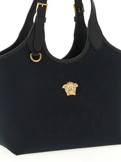 Versace La Medusa Mini Shopping Bag In Black