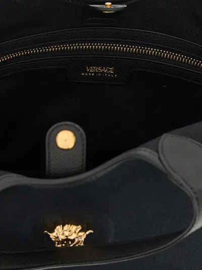 Versace La Medusa Mini Shopping Bag In Black