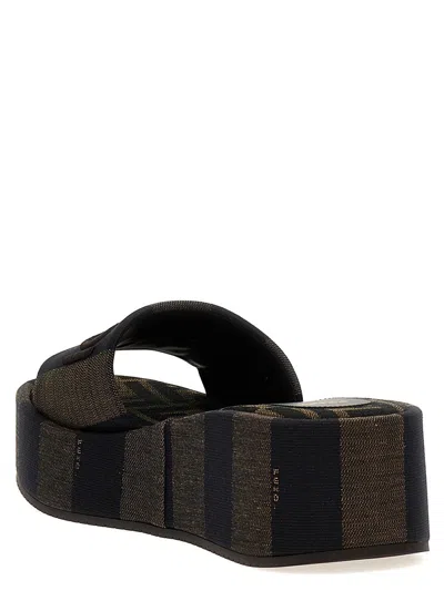 Fendi Women Sunshine Flatform Sandals In Brown