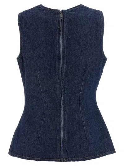 Rotate Birger Christensen Denim Buttoned Top In Blue
