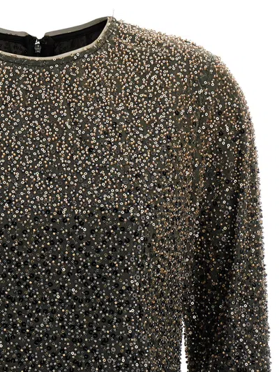 Rotate Birger Christensen 'beaded Ls Mini' Dress In Brown