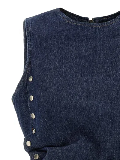 Rotate Birger Christensen Denim Buttoned Top In Blue