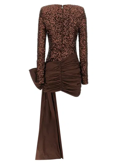 Rotate Birger Christensen 'sequins Bow Mini' Dress In Brown