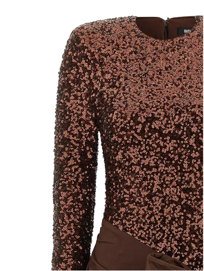 Rotate Birger Christensen 'sequins Bow Mini' Dress In Brown