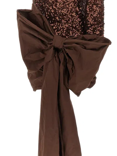 Rotate Birger Christensen 'sequins Bow Mini' Dress In Brown