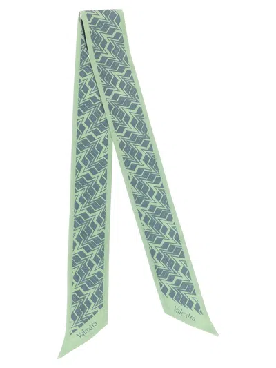 Valextra Astratto Silk Ribbon Chevron Pattern Lightweight In Green