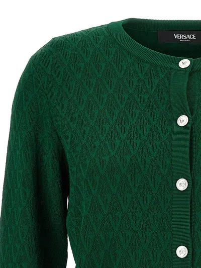 Versace Cardigan Pattern V Sweaters And Cardigans Green In Green