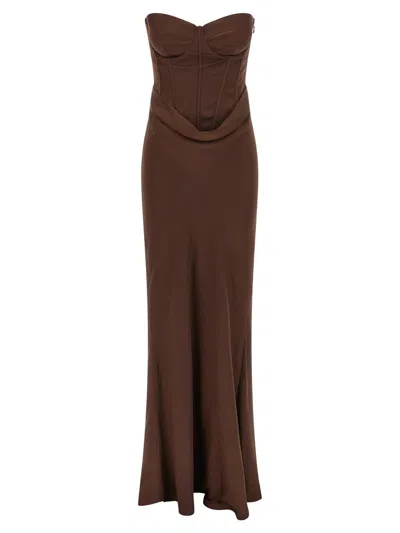 Rotate Birger Christensen Corset Dress In Brown
