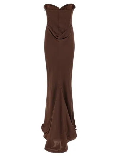 Rotate Birger Christensen Corset Dress In Brown