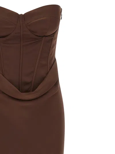 Rotate Birger Christensen Corset Dress In Brown