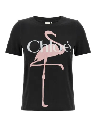 Chloé Printed T-shirt In Black