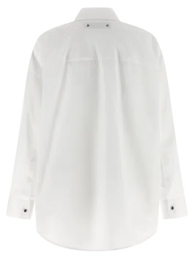 Golden Goose Oversized White Cotton Shirt With Pleated Bib And Jewel Buttons In White