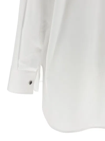 Golden Goose Oversized White Cotton Shirt With Pleated Bib And Jewel Buttons In White