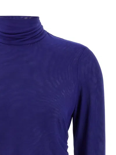 Rotate Birger Christensen Mesh Rouched Sweater In Blue