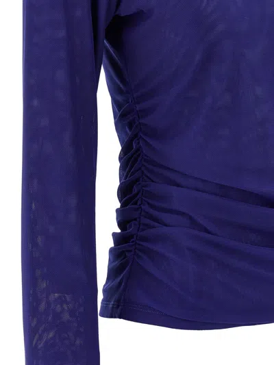 Rotate Birger Christensen Mesh Rouched Sweater In Blue