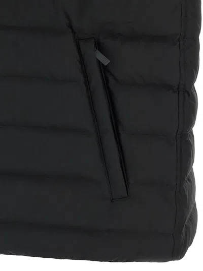 Thom Browne Striped High Neck Padded Sleeveless Vest In Black