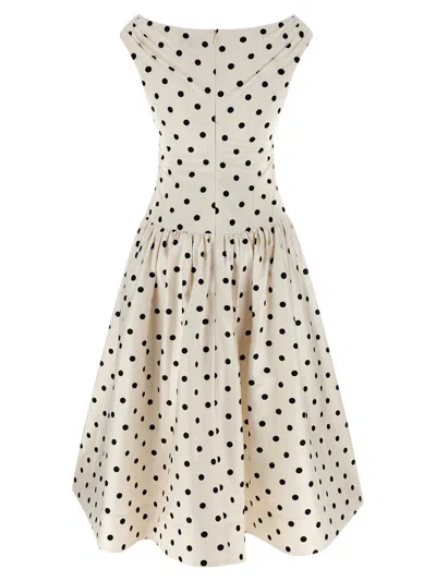 Self-portrait Cream Polka Dot Cotton Midi Dress In Multi