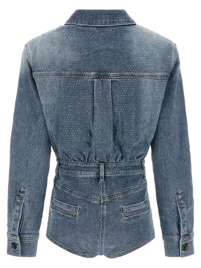 Self-portrait Rhinestone Denim Jewelry Blue In Blue