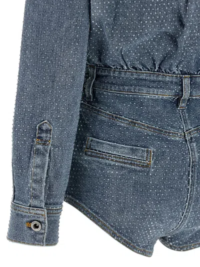 Self-portrait Rhinestone Denim Jewelry Blue In Blue